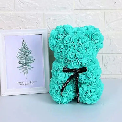 Rose Bear Gift 25cm Artificial Teddy Rose Bear with Box