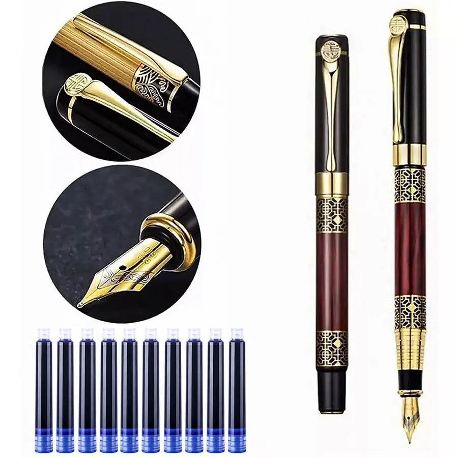 Metal Fountain Pen with Replaceable Ink Cartridges