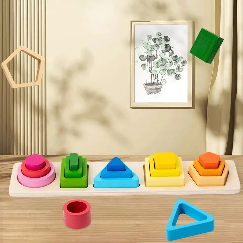 Wooden Sorting Toy, Montessori Stacking Blocks