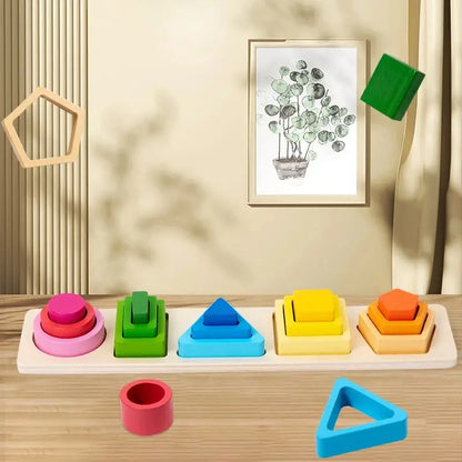 Wooden Sorting Toy, Montessori Stacking Blocks