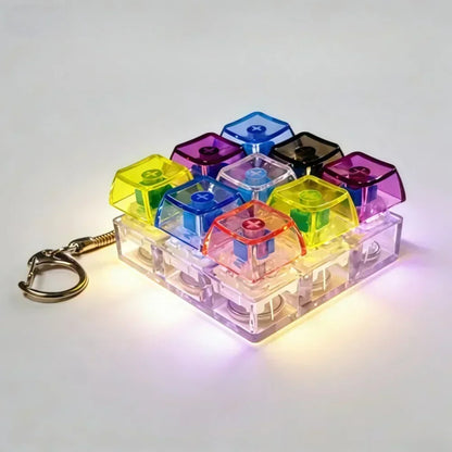LED Keyboard Keychain Fidget Toy Crystal Clicker Sensory Gadget