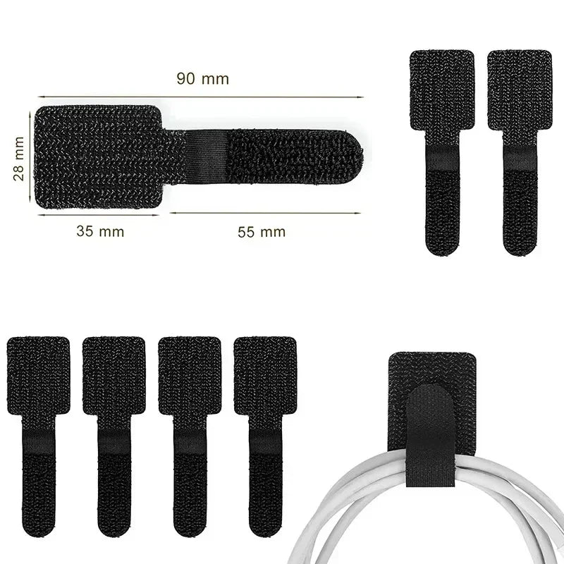 Reusable Velcro Cable Ties – Adjustable Self-Adhesive Cord Organizer
