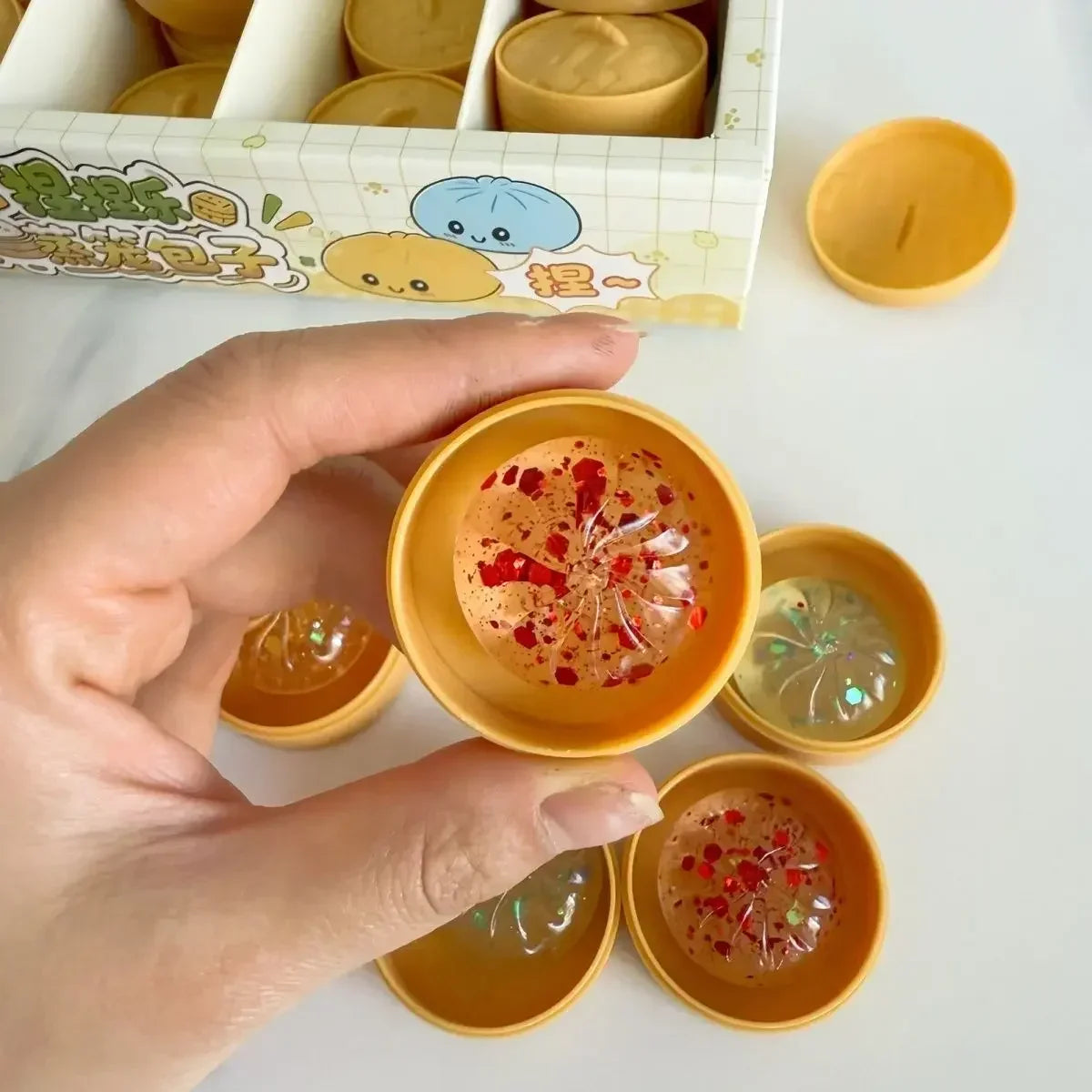 Dumpling Squishy Set – Mini Steamed Bun Stress Relief Fidget Toys