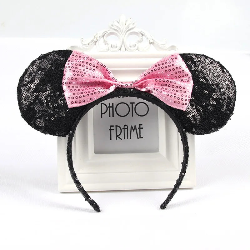 Mouse Ears Headband with Sequin Bow for Parties & Cosplay