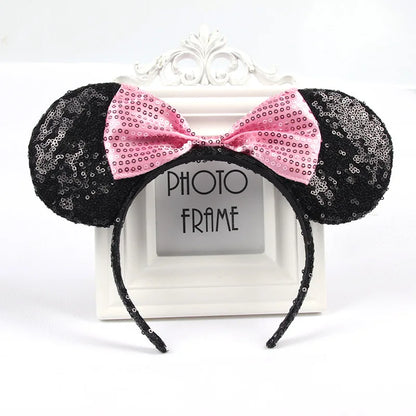 Mouse Ears Headband with Sequin Bow for Parties & Cosplay