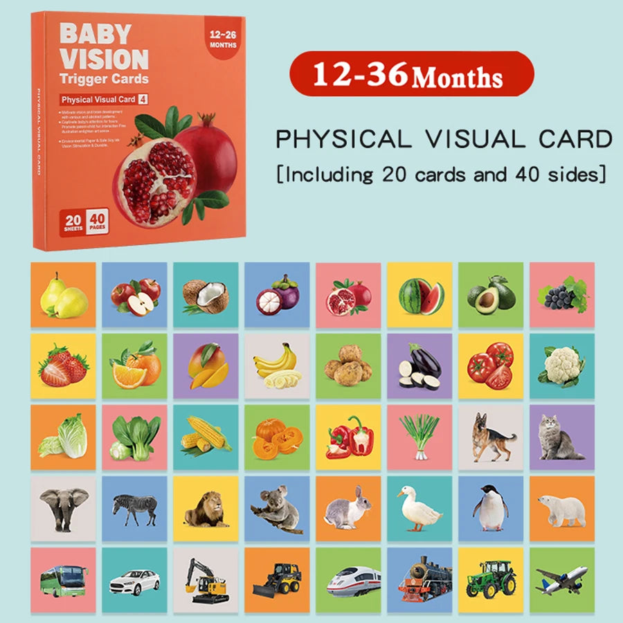 Baby Visual Stimulation Cards Montessori High Contrast Flash Cards