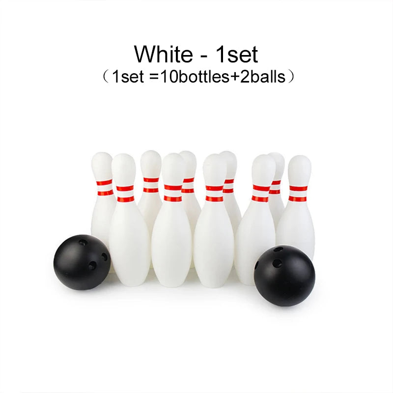 Bowling Set Plastic color 2Ball and 10Pins Bowling Games Outdoor Sports Indoor Exercise Ball Gutterball Funny Bowling Set TMZ