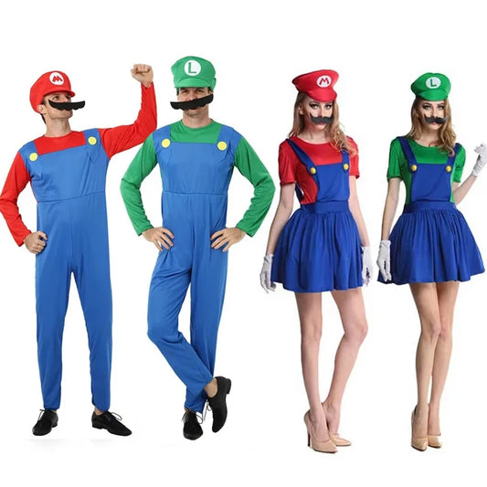 Super Luigi Costume Adult Cosplay Jumpsuit Dress Set