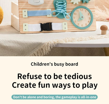 Montessori Toy Steering Wheel Wooden Busy Board Wooden Sensory Toys for Toddlers Preschool Travel Learning Activities