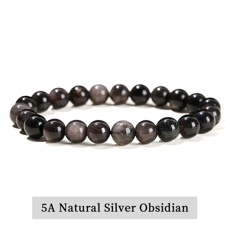 Natural Stone Bead Bracelet – Crystal Gemstone Stretch Bracelet
