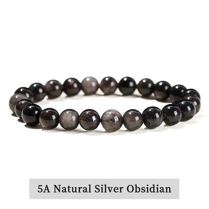 Natural Stone Bead Bracelet – Crystal Gemstone Stretch Bracelet