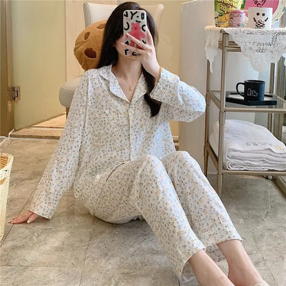 Women's Floral Pajama Set 2 Piece Viscose Long Sleeve Sleepwear