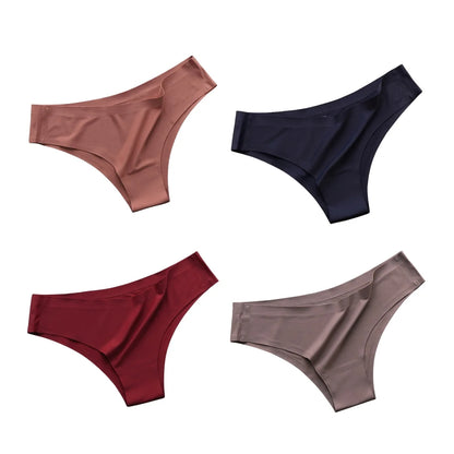 Seamless Brazilian Panties 4PCS Ice Silk Low Rise Briefs