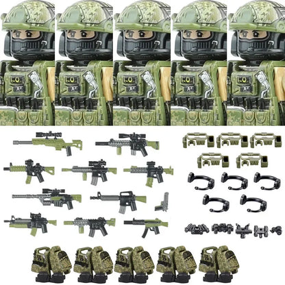 Military Soldier Building Blocks Mini Figure Set with Accessories