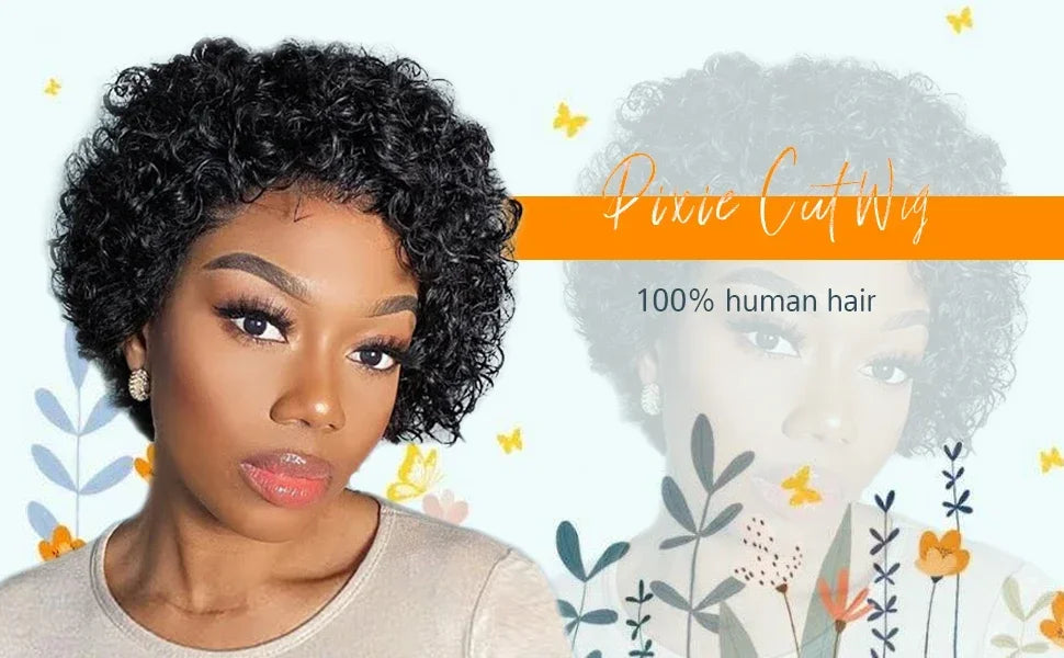 Curly Pixie Cut Human Hair Wig 13x1 HD Lace Front