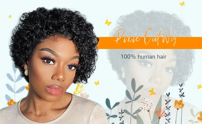 Curly Pixie Cut Human Hair Wig 13x1 HD Lace Front