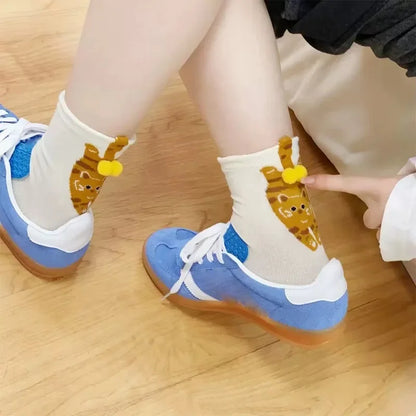 Funny Cat Socks 4 Pairs Cartoon Mid Tube Casual Socks