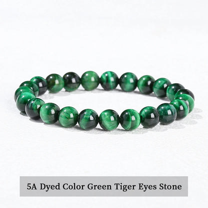 Natural Stone Bead Bracelet – Crystal Gemstone Stretch Bracelet