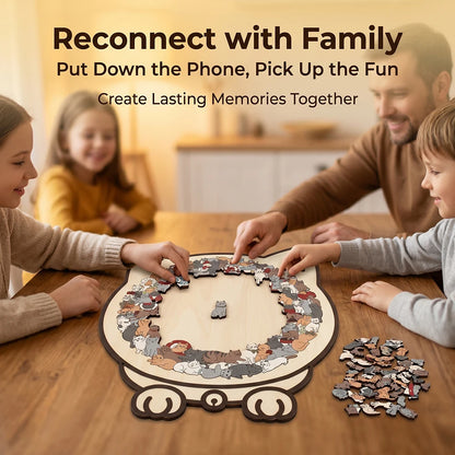 Cat Shape Wooden Puzzle with Stand – Unique Animal Jigsaw