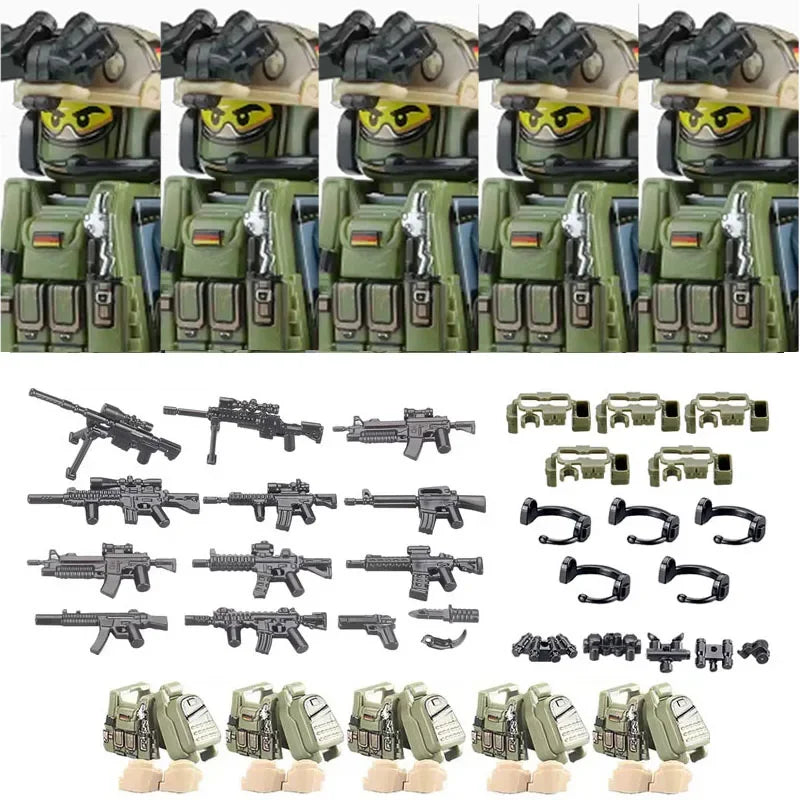 Military Soldier Building Blocks Mini Figure Set with Accessories