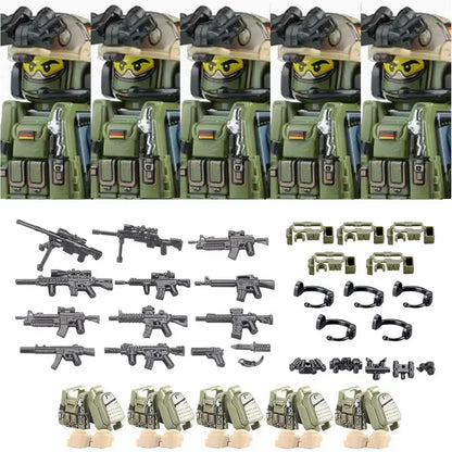Military Soldier Building Blocks Mini Figure Set with Accessories