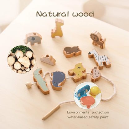 Wooden Animal Threading Toy for Toddlers