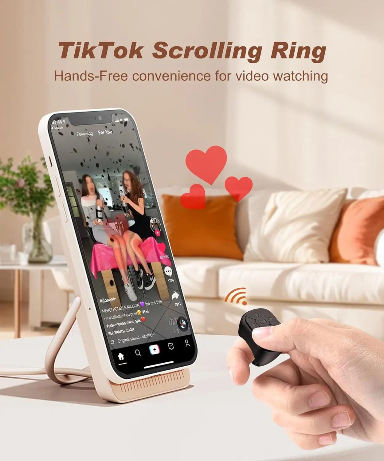 TikTok Scrolling Ring Bluetooth Remote for iPhone & Android