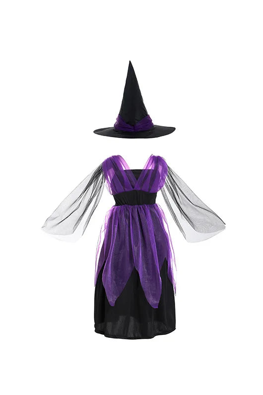 Kids Vampire Costume Gothic Halloween Dress with Accessories