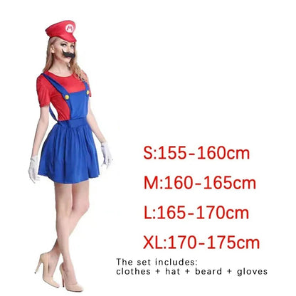 Super Luigi Costume Adult Cosplay Jumpsuit Dress Set