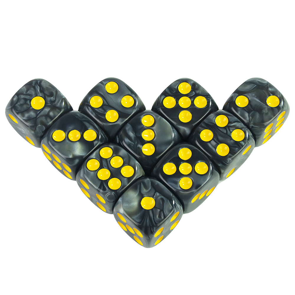 Acrylic Dice Set 10 Piece 16mm Marble D6 Game Dice