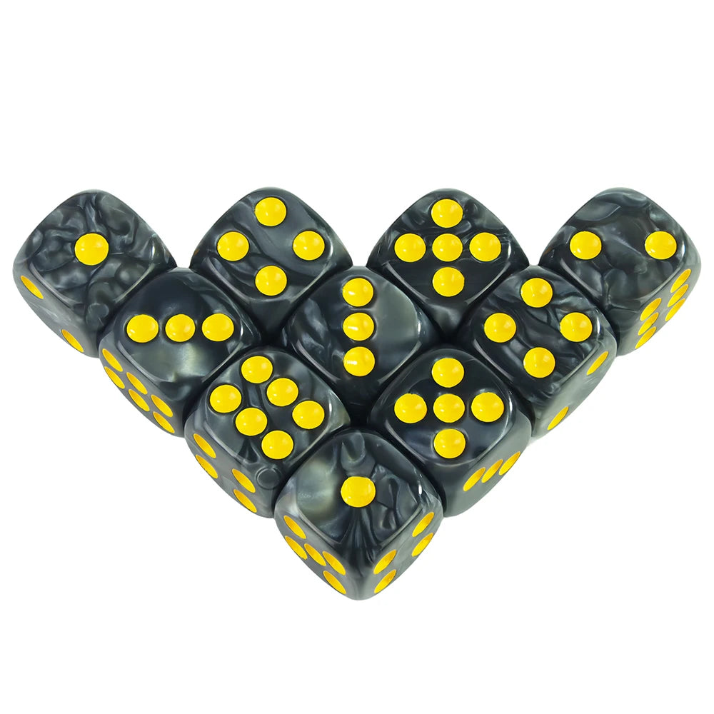 Acrylic Dice Set 10 Piece 16mm Marble D6 Game Dice