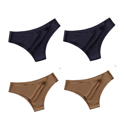 Seamless Brazilian Panties 4PCS Ice Silk Low Rise Briefs