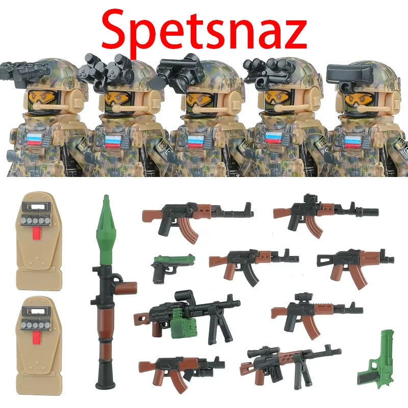 Military Soldier Building Blocks Mini Figure Set with Accessories