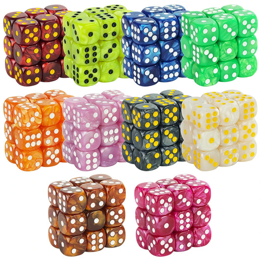 Acrylic Dice Set 10 Piece 16mm Marble D6 Game Dice