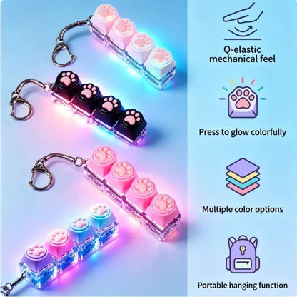LED Keyboard Keychain Fidget Toy Crystal Clicker Sensory Gadget