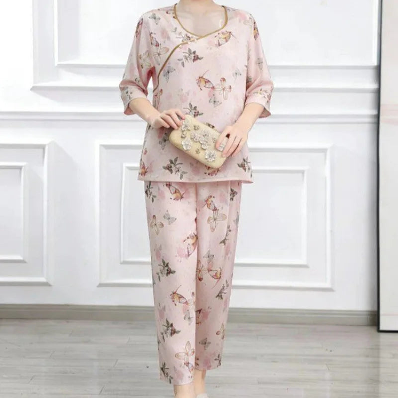 Women's Cotton Sleepwear Set – Summer Two-Piece Pajamas
