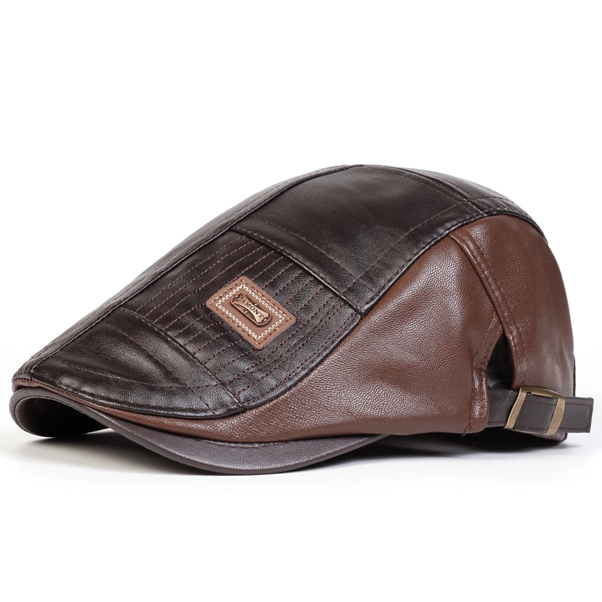 Men's Newsboy Cap Retro PU Leather Flat Beret Hat