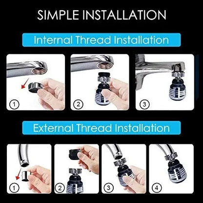360° Rotatable Faucet Extender – 2-Mode Water Saving Aerator