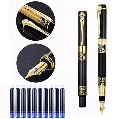 Metal Fountain Pen with Replaceable Ink Cartridges