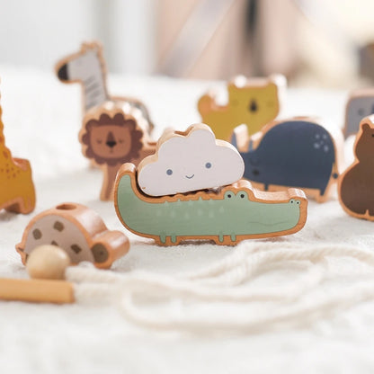 Wooden Animal Threading Toy for Toddlers