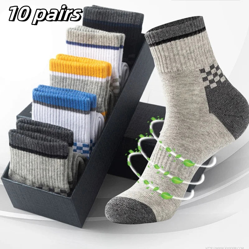 Men's Bamboo Fiber Socks Breathable Crew Sports Socks