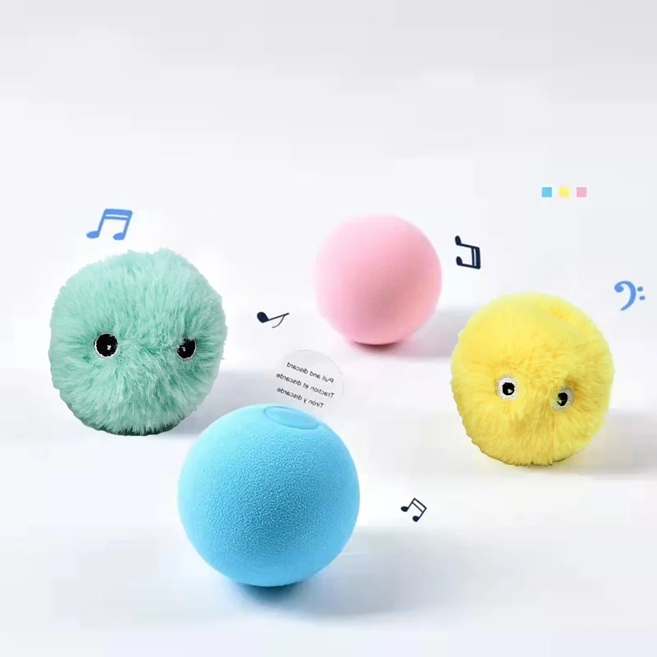 Interactive Cat Toy Ball Plush Catnip Squeaky Toy