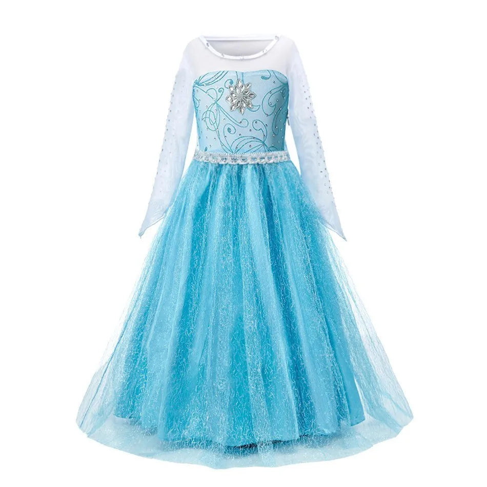 Girls Princess Dress Elsa Anna Kids Cosplay Costume