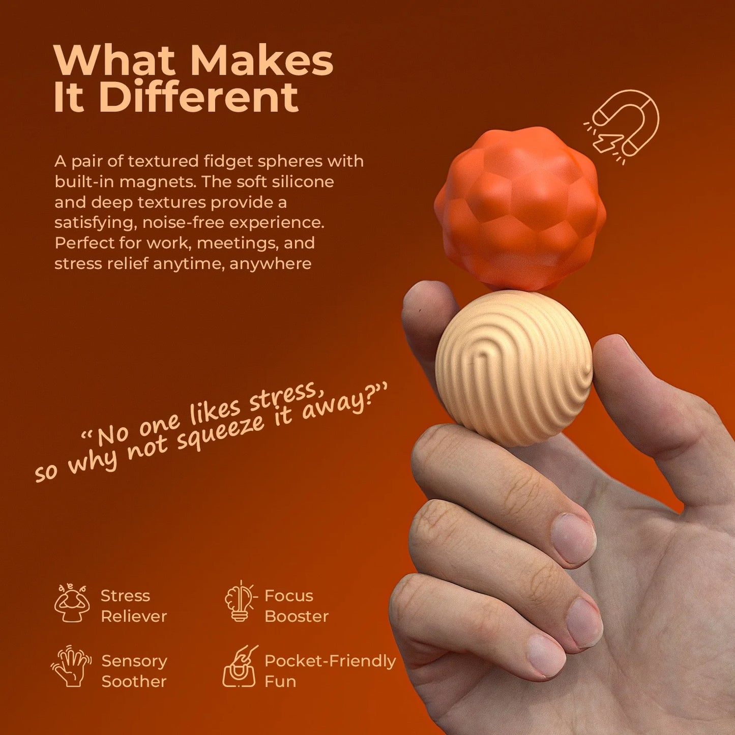 Magnetic Fidget Toy Silicone Stress Ball for Anxiety Relief