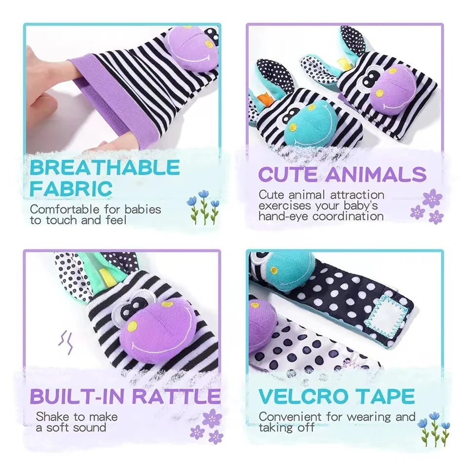 Baby Rattle Socks – Wrist Rattle & Foot Finder Toy Set