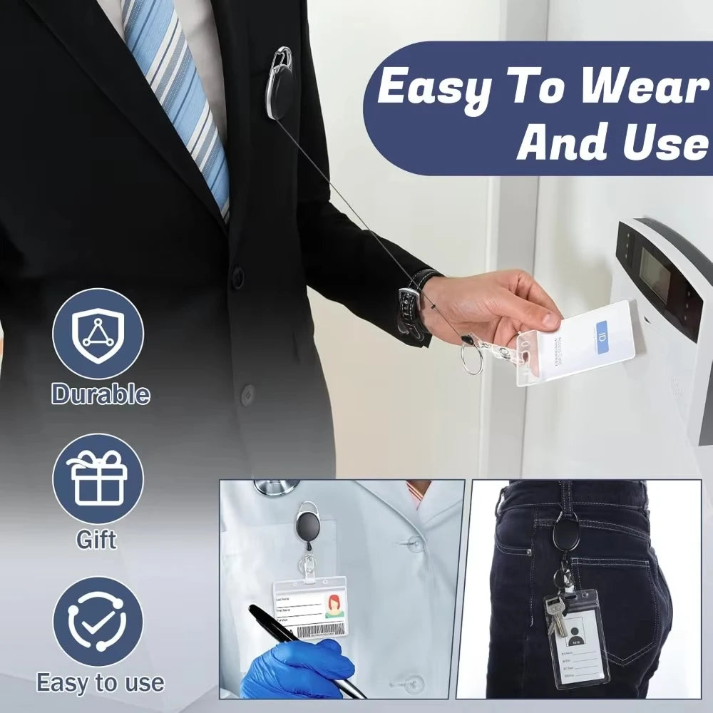 Retractable ID Card Holder Transparent Badge Holder Case