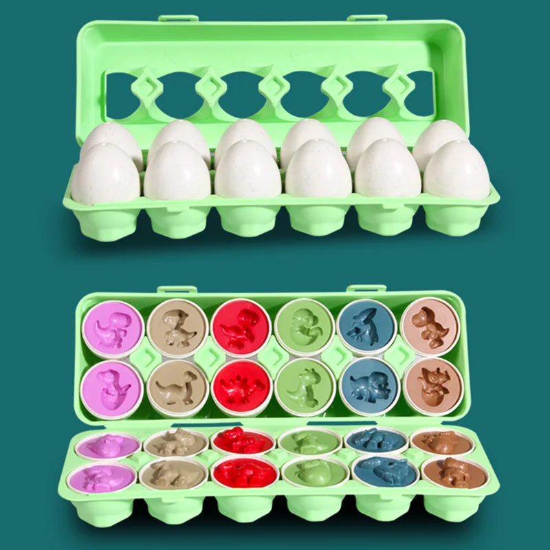 12-Piece Montessori Matching Eggs – Color & Shape Sorter