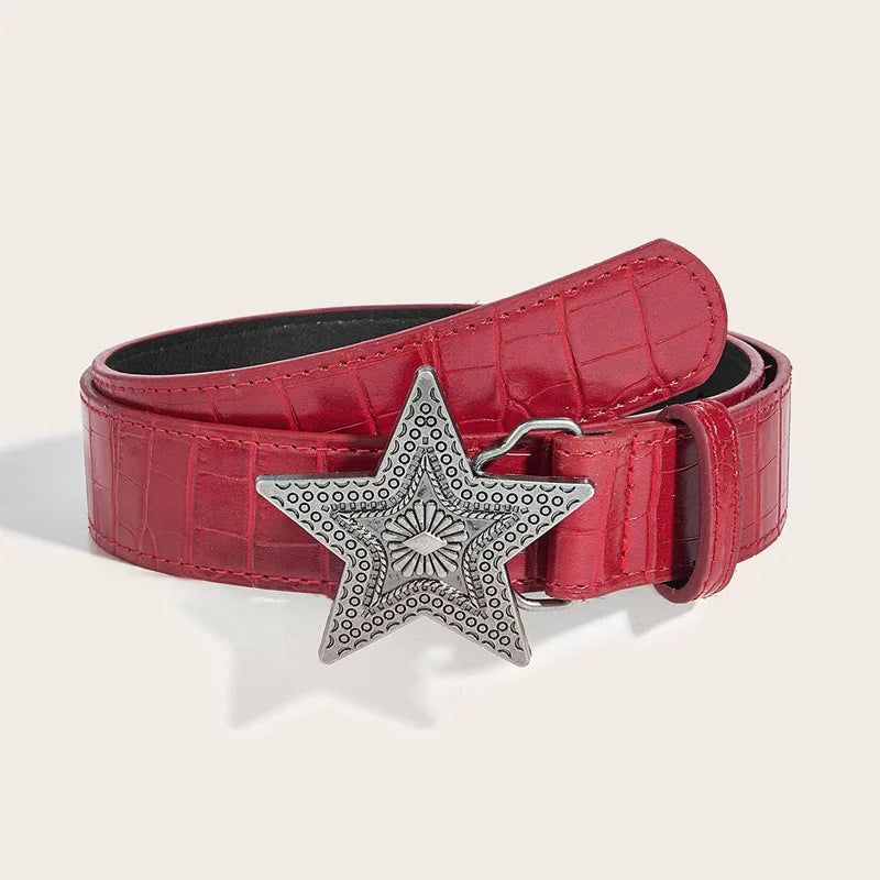 Women's Belt Pants Trousers Jeans Pattern Leather Belt For Cosplay Accessories Women Halloween Suits Black Wine Red Waistband