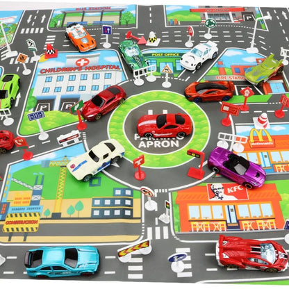 City Parking Lot Play Mat for Kids – Road Map Car Track & Educational Toy
