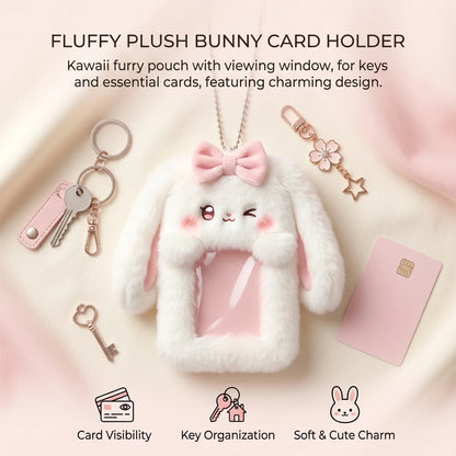 Rabbit Plush Card Holder Cute Bunny Student ID Holder